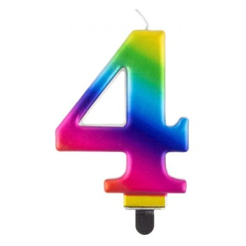 Number Galaxy Colorful number 4 cake candle