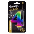 Number Galaxy Colorful number 4 cake candle