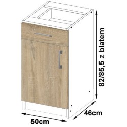 Szafka LIMA S50 SZ1 + BLAT BIAŁY/DĄB SONOMA