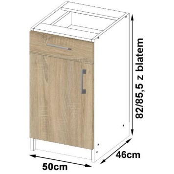 Szafka LIMA S50 SZ1 + BLAT BIAŁY/DĄB SONOMA