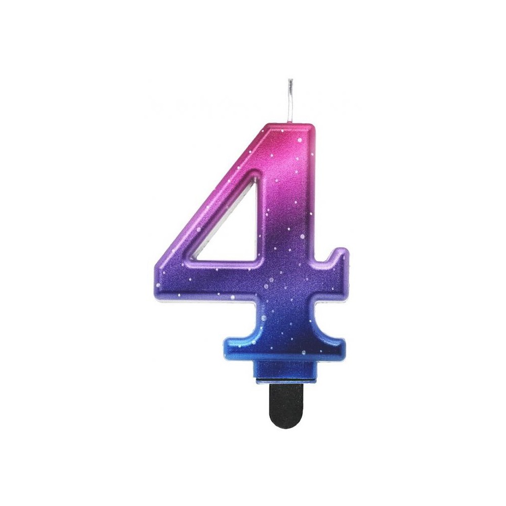 Number Night Sky Metallic Colorful number 4 birthday candle