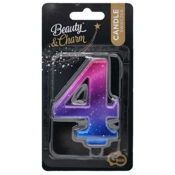Number Night Sky Metallic Colorful number 4 birthday candle