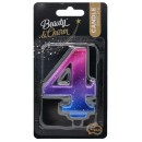 Number Night Sky Metallic Colorful number 4 birthday candle