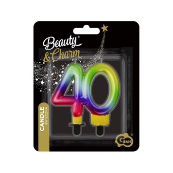 Colour Galaxy Number 40 cake candle