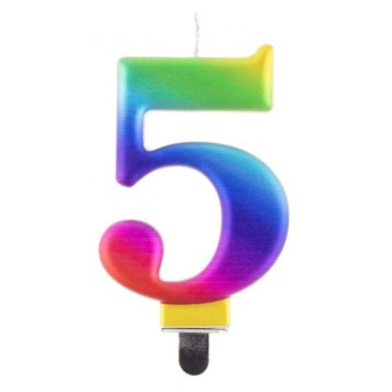 Number Galaxy Colorful number 5 birthday candle