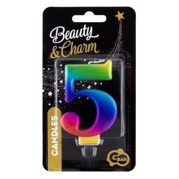 Number Galaxy Colorful number 5 birthday candle