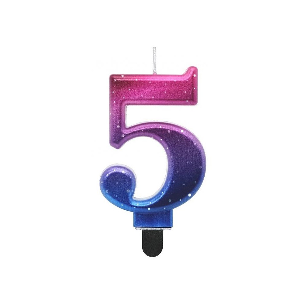 Number Night Sky Metallic Colorful number 5 candle, cake candle