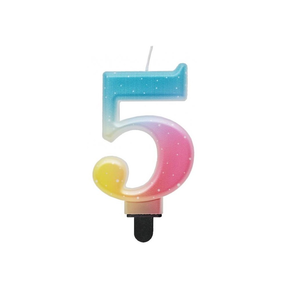 Number Pastel Ombre Colorful number 5 candle, birthday candle