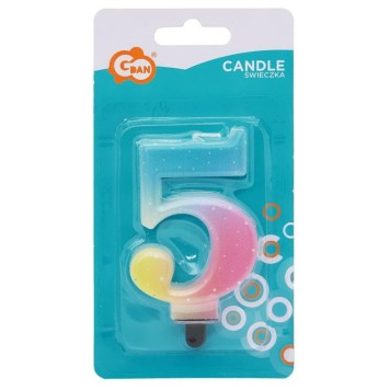 Number Pastel Ombre Colorful number 5 candle, birthday candle