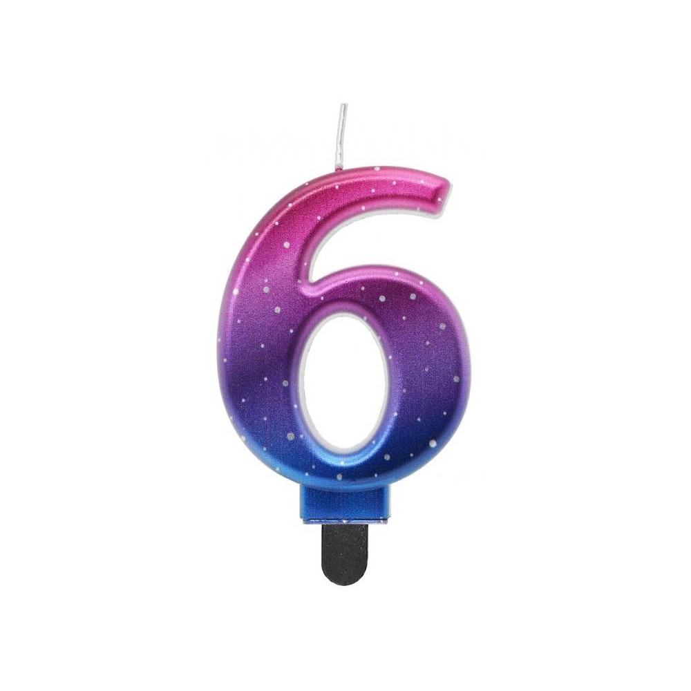 Number Night Sky Metallic Colored number 6 candle, birthday candle