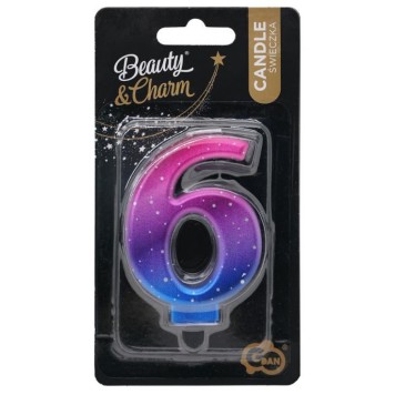 Number Night Sky Metallic Colored number 6 candle, birthday candle