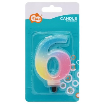Number Pastel Ombre Colorful number 6 candle, birthday candle