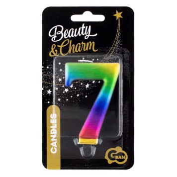 Number Galaxy Colorful number 7 candle, cake candle