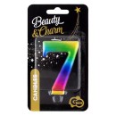 Number Galaxy Colorful number 7 candle, cake candle