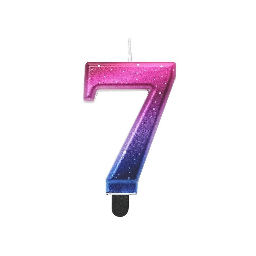 Number Night Sky Metallic Colorful number 7 candle, birthday candle