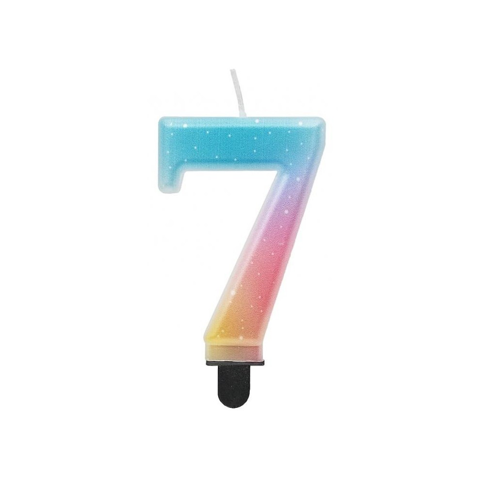 Number Pastel Ombre Colorful number 7 candle, cake candle