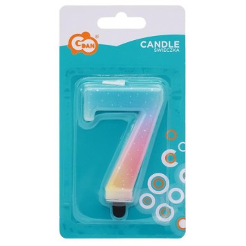 Number Pastel Ombre Colorful number 7 candle, cake candle
