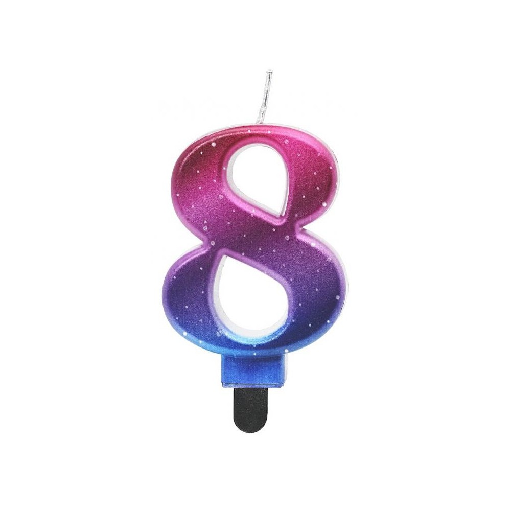 Number Night Sky Metallic Colorful number 8 candle, cake candle