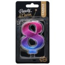 Number Night Sky Metallic Colorful number 8 candle, cake candle