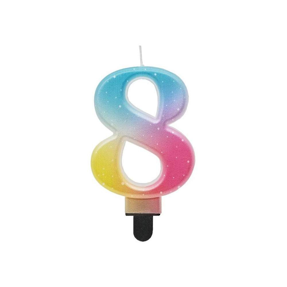Number Pastel Ombre Colorful number 8 birthday candle, cake candle