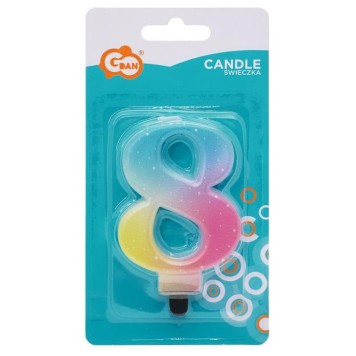 Number Pastel Ombre Colorful number 8 birthday candle, cake candle