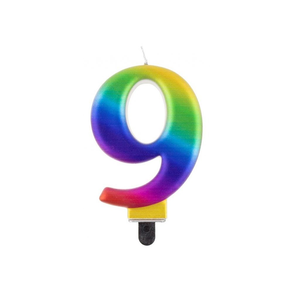 Number Galaxy Colorful number 9 birthday candle, cake candle