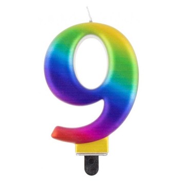 Number Galaxy Colorful number 9 birthday candle, cake candle