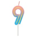 Number Neon Colored number 9 candle, birthday candle