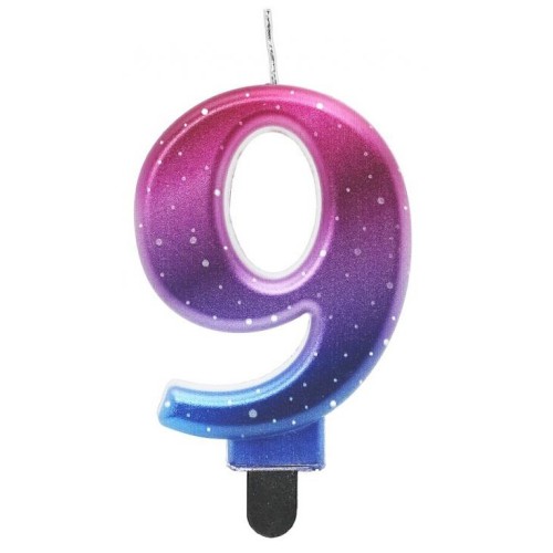 Number Night Sky Metallic Colorful number 9 decorative candle