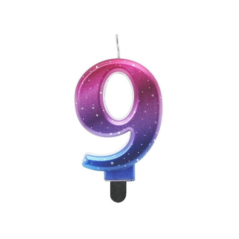 Number Night Sky Metallic Colorful number 9 decorative candle