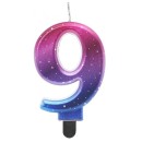 Number Night Sky Metallic Colorful number 9 decorative candle