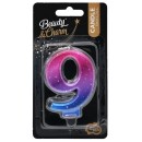 Number Night Sky Metallic Colorful number 9 decorative candle