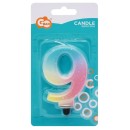 Number Pastel Ombre Colorful number 9 candle, birthday candle