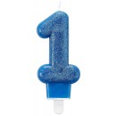 Colour sparkling birthday candle, number candle 1