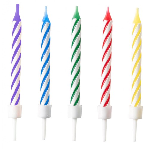 Colour spiral birthday candle, set of 10 candles