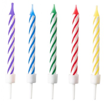 Colour spiral birthday candle, set of 10 candles