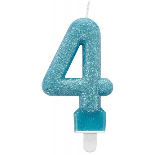 Colour glittery cake candle, number candle 4