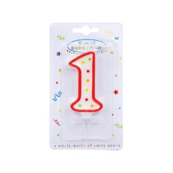 Colour birthday candle, number candle 1