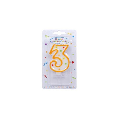 Colour birthday candle, number candle 3