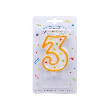 Colour birthday candle, number candle 3
