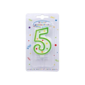 Colour birthday candle, number candle 5