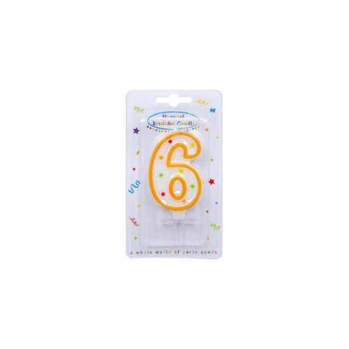 Colour birthday candle, numeral candle 6