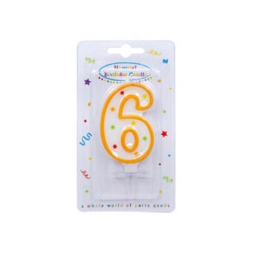 Colour birthday candle, numeral candle 6