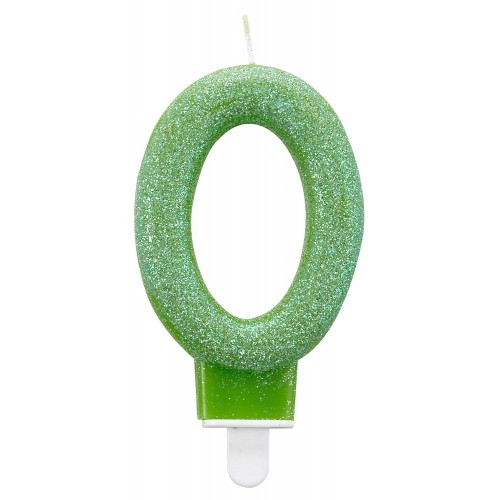 Colour glitter candle, number 0