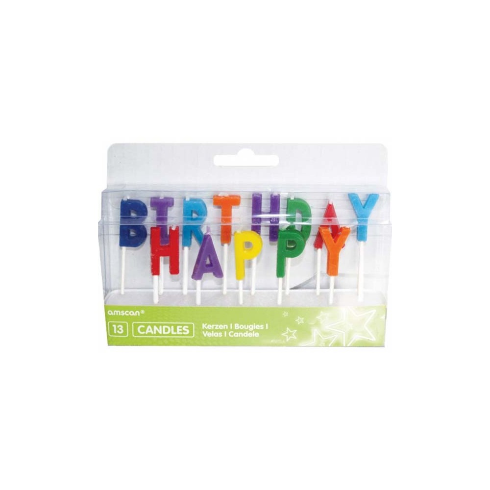 Happy Birthday Colourful Happy Birthday Candle Set, 13 pcs