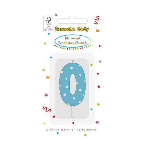 Colour Light Blue Number 0 candle