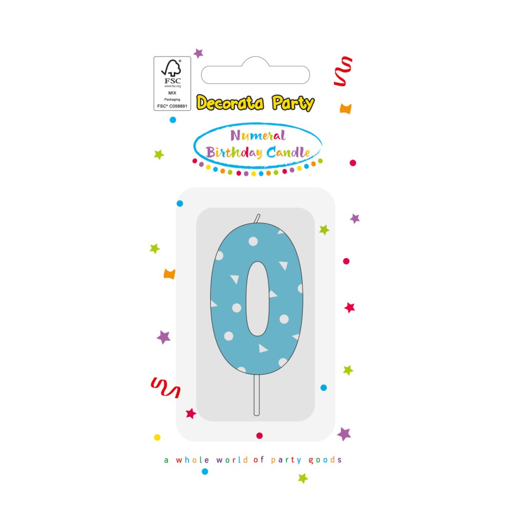 Colour Light Blue Number 0 candle