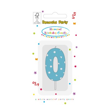 Colour Light Blue Number 0 candle