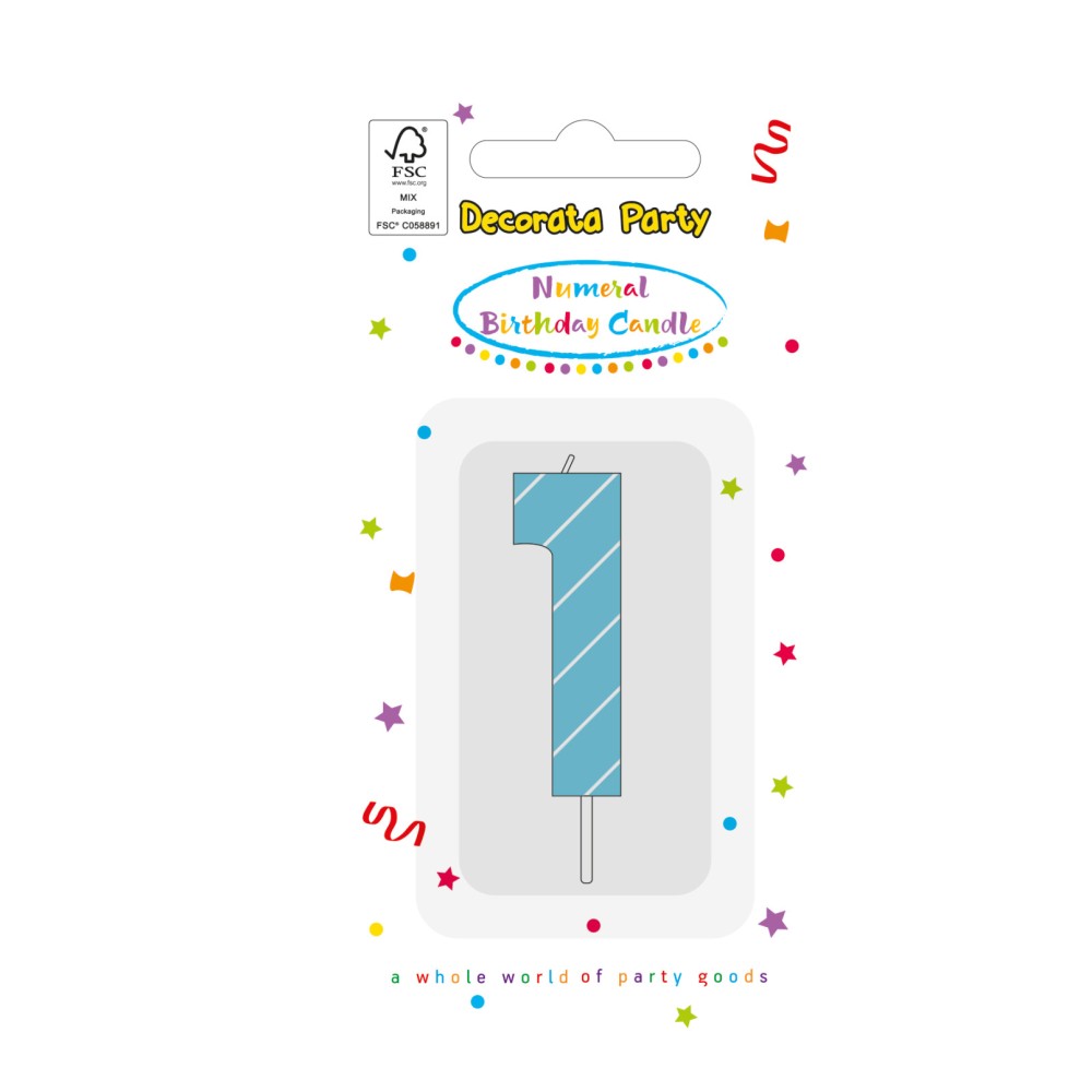 Colour Light Blue Number 1 birthday candle