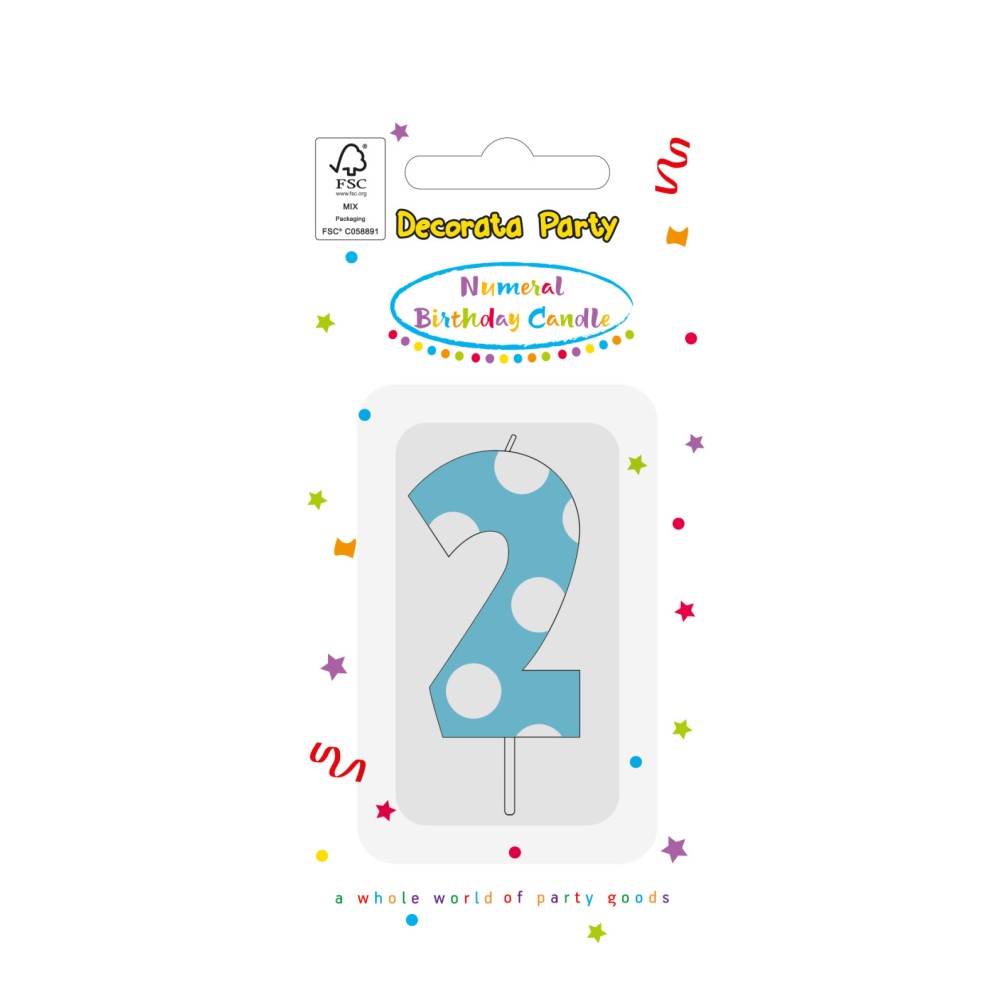 Colour Light Blue Number 2 cake candle